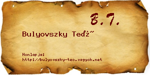 Bulyovszky Teó névjegykártya